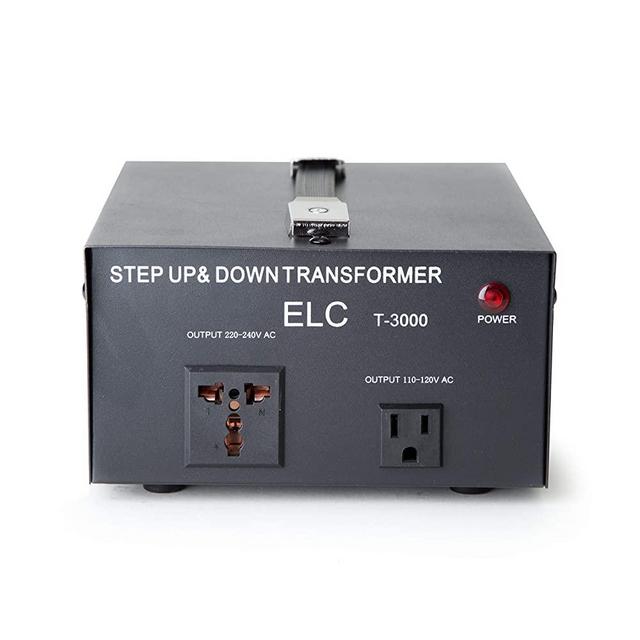 ELC T-3000 3000-Watt Voltage Converter Transformer - Step Up/Down - 110V/220V - Circuit Breaker Protection [3-Years Warranty]