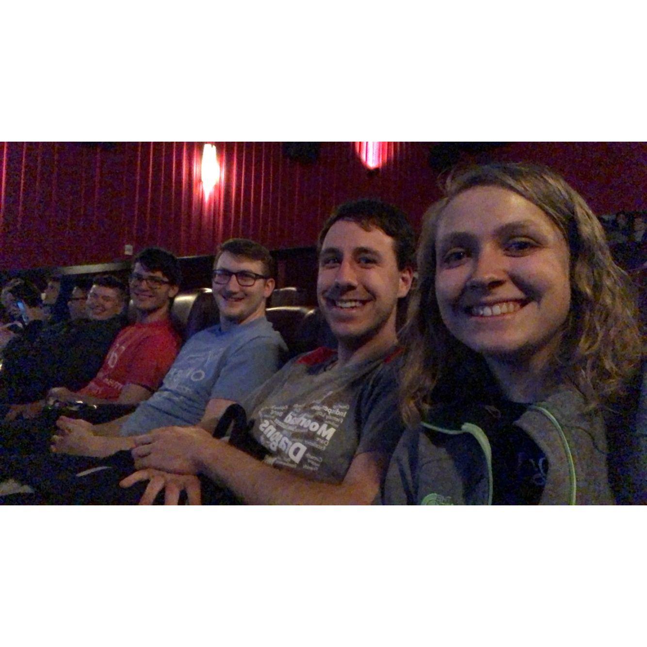 We went to MSUM's free showing of Avengers: End Game.
Left to right: Maddy Stoker, Tim Schmeising, Josh Cervenka, Mark, and Leslie.