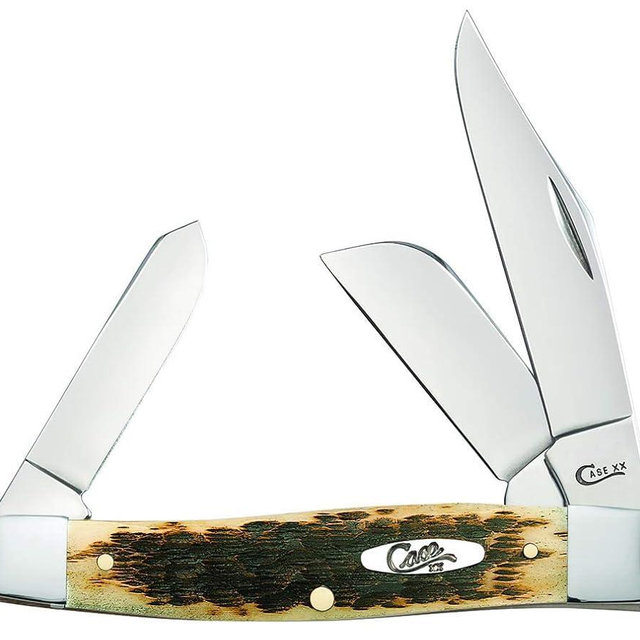 CASE XX WR Pocket Knife Amber Jigged Bone Large Stockman Cv Item #204 - (6375 Cv) - Length Closed: 4 1/4 Inches