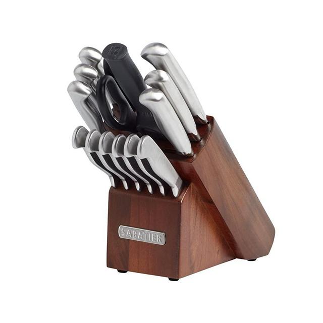 Sabatier 15-Piece Hollow Handle High-Carbon Stainless Steel Knife Block Set, Acacia