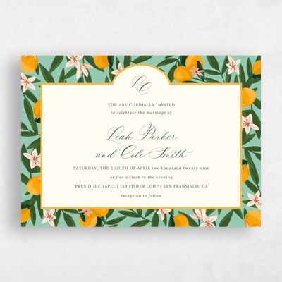 Seaform, Blue Wedding Invitation - Melissa Landscape