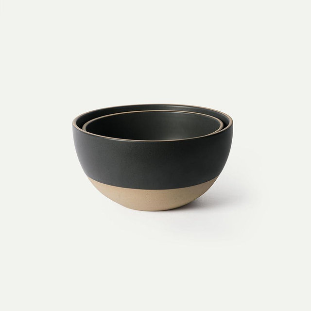 MORA Mega and Giant Bowls Set of 2, 5.5 and 3.5 Qt Ceramic Pottery Mixing Bowls - Microwave and Dishwasher Safe - Liquorice