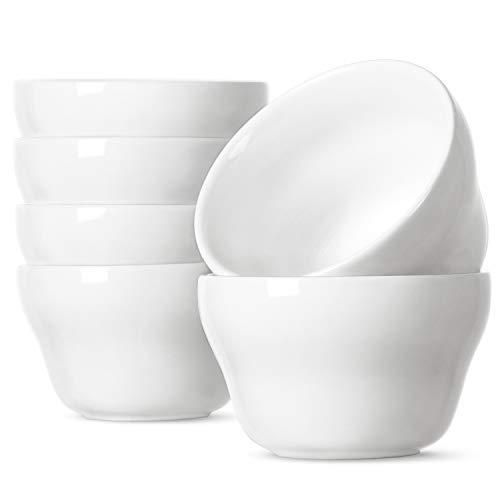 Le Tauci Small Bowls Dessert Bowls 8 Ounce Bouillon Cup for Dessert Soup Dipping Sauce Coffee Cupping - Set of 6, White