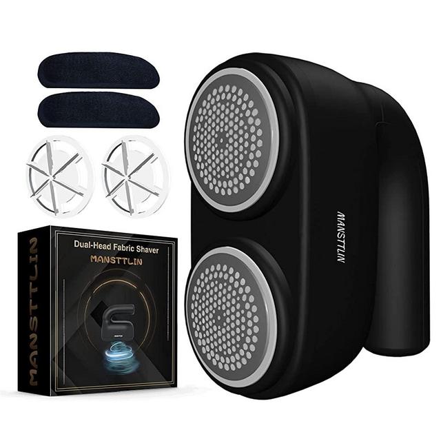 Fabric Shaver, MANSTTLIN Dual-Head Sweater Shaver, 7 Pieces Rechargeable Dual-Head Fabric Brush Attachments Set, Microfiber Cloth Brush,for Sweaters, Cloth Couchs, Blankets, Bedding Sheets