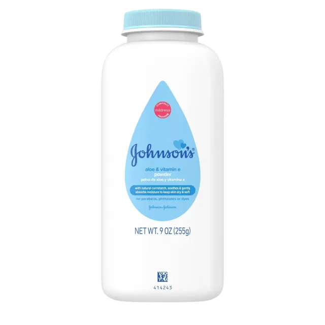 Johnson's Naturally Derived Cornstarch Baby Powder, Aloe & Vitamin E, Hypoallergenic - 9oz