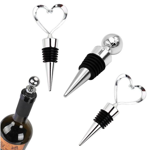 Wine Stoppers for Wine Bottles, 3Pcs Silver Wine Bottle Stoppers with Silicone Reusable Wine Plug Used for Bar, Holiday Party Leak proof Keep Fresh Suitable for Standard Bottle