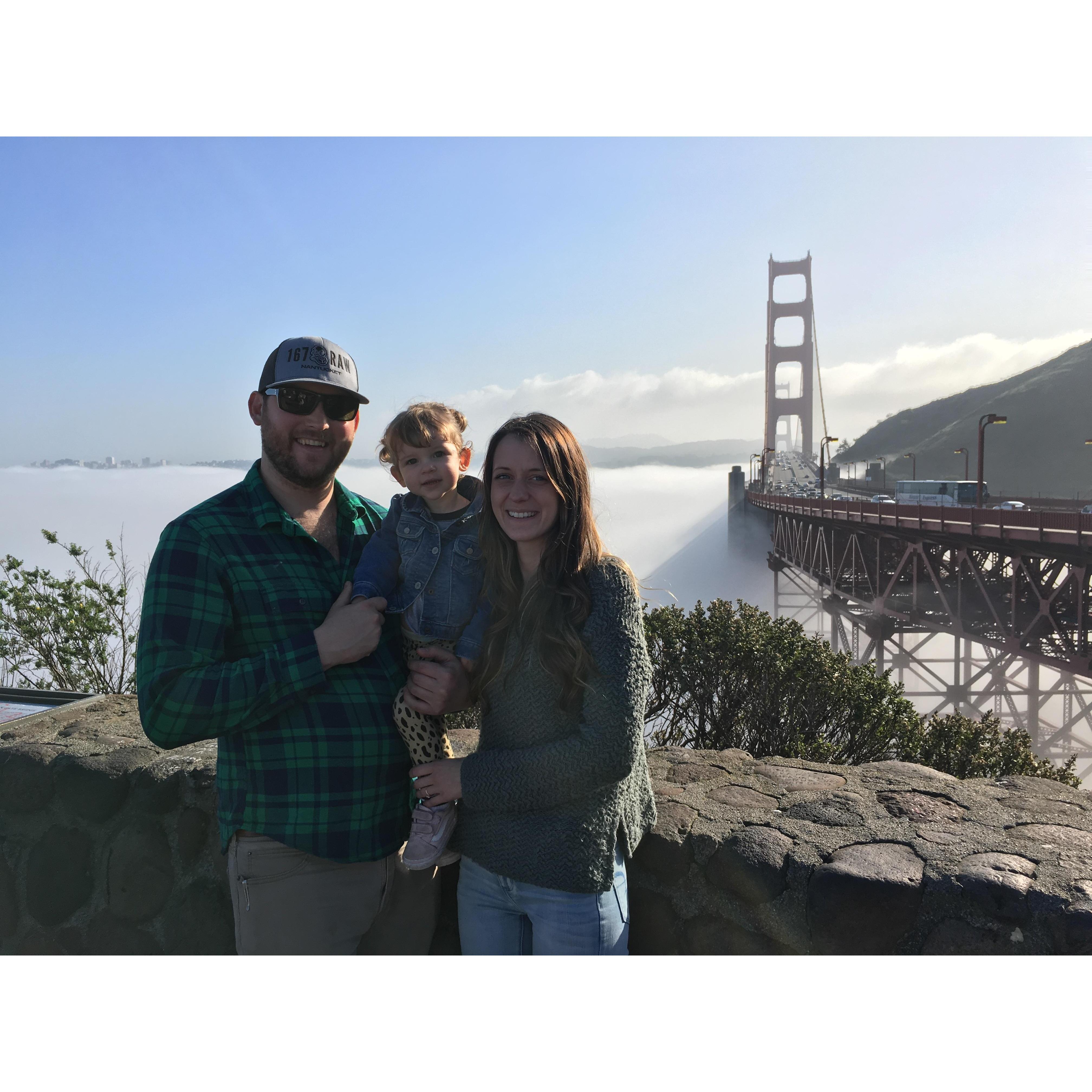 Kevin, Christine & Evie visiting the Golden Gate Bridge January 2019