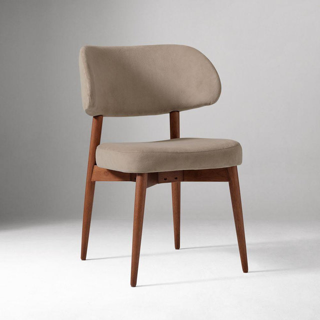 Hyde Dining Chair, Deluxe Velvet, Clay, Cool Walnut