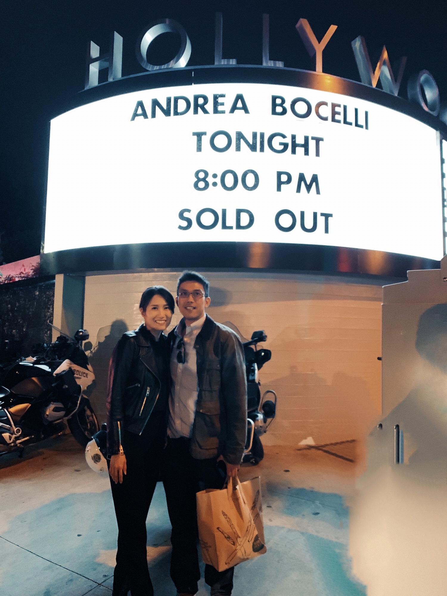 Celebrated Charles' birthday listening to the Bocelli concert at the Hollywood Bowl.