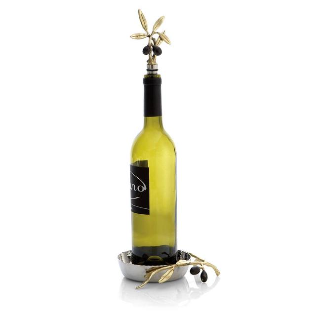 Michael Aram Olive Branch Gold Wine Coaster & Stopper