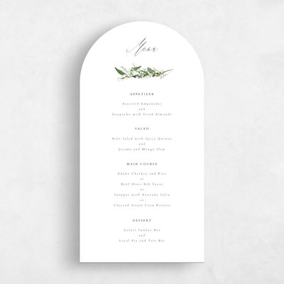 White Arch Wedding Menu - Zucchero