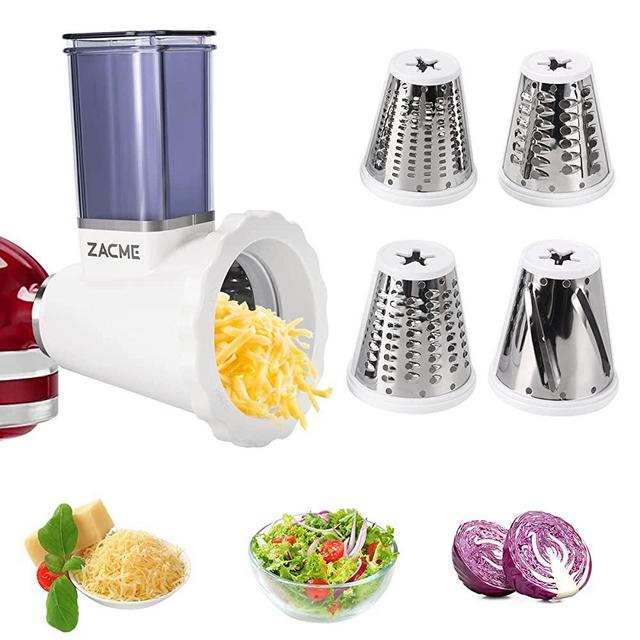 Slicer/Shredder Attachment for Kitchenaid Mixers,Cheese Grater & Vegetable Chopper & Salad Shooter & Grater Accessories (4 Blades)