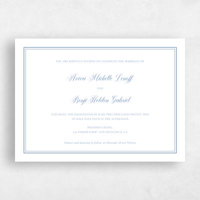 Dusty Blue Wedding Invitation - Stauffer Classic Letterpress