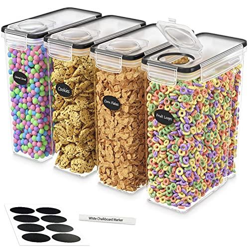  Shazo Airtight Food Storage Container Set 9 Pc Durable Clear  Plastic BPA Free Canisters with Lids - Kitchen Cabinet Pantry Containers  for Spices, Herbs, Coffee, Tea - Spoons, Labels & Marker