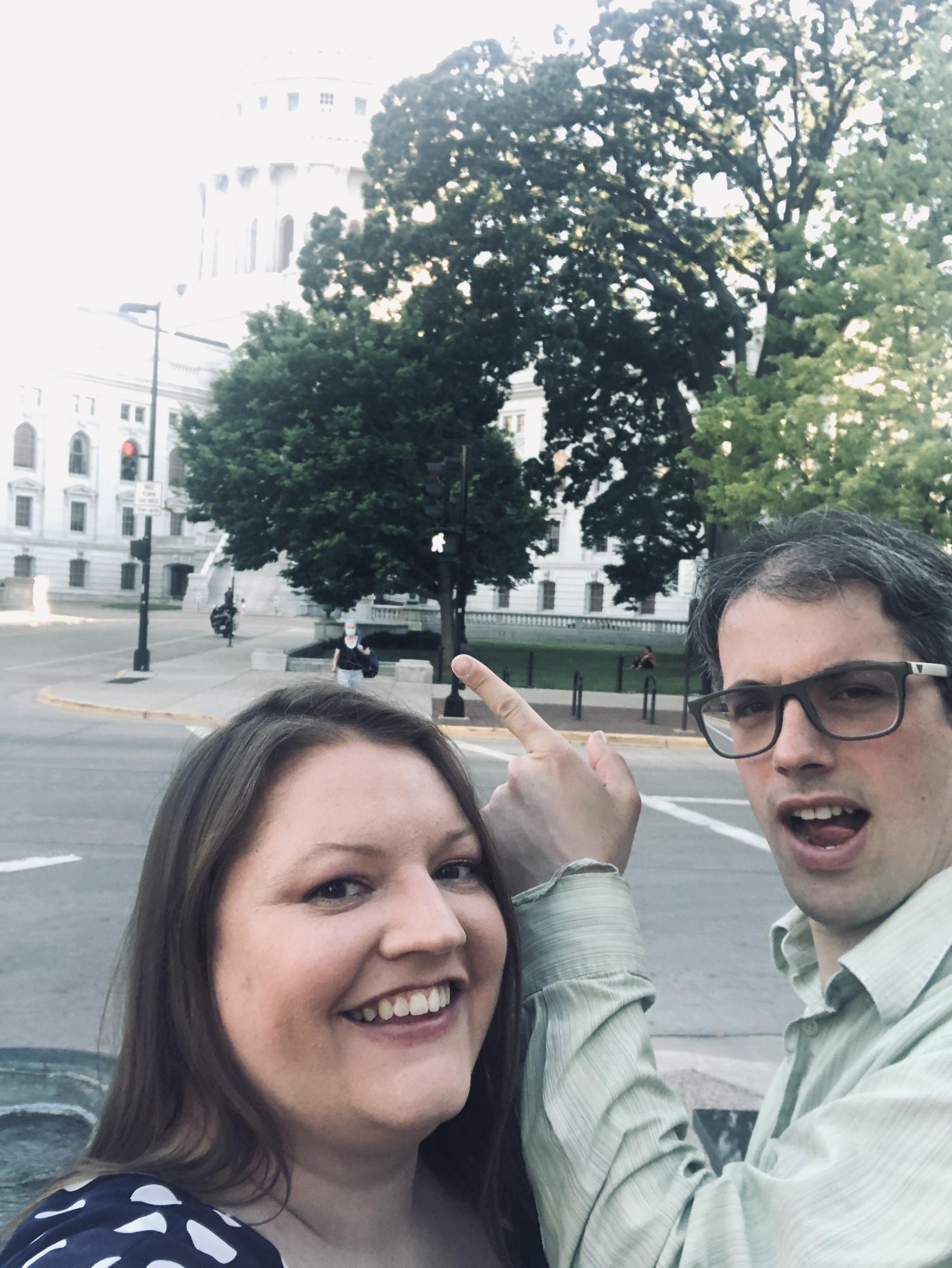 We’re excited to see you all in Madison! (Shawn is pointing at the Wisconsin State Capitol building to say come check it out!)