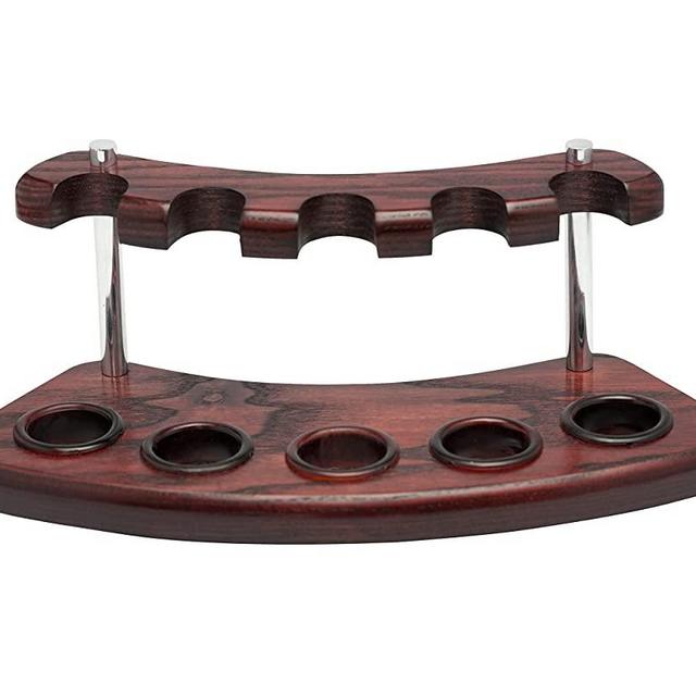 KAFpipeWorkshop Wooden Tobacco Pipe Stand Display for 5 Smoking Pipe Bowls Handmade from Solid Ash-Tree Wood, in Box