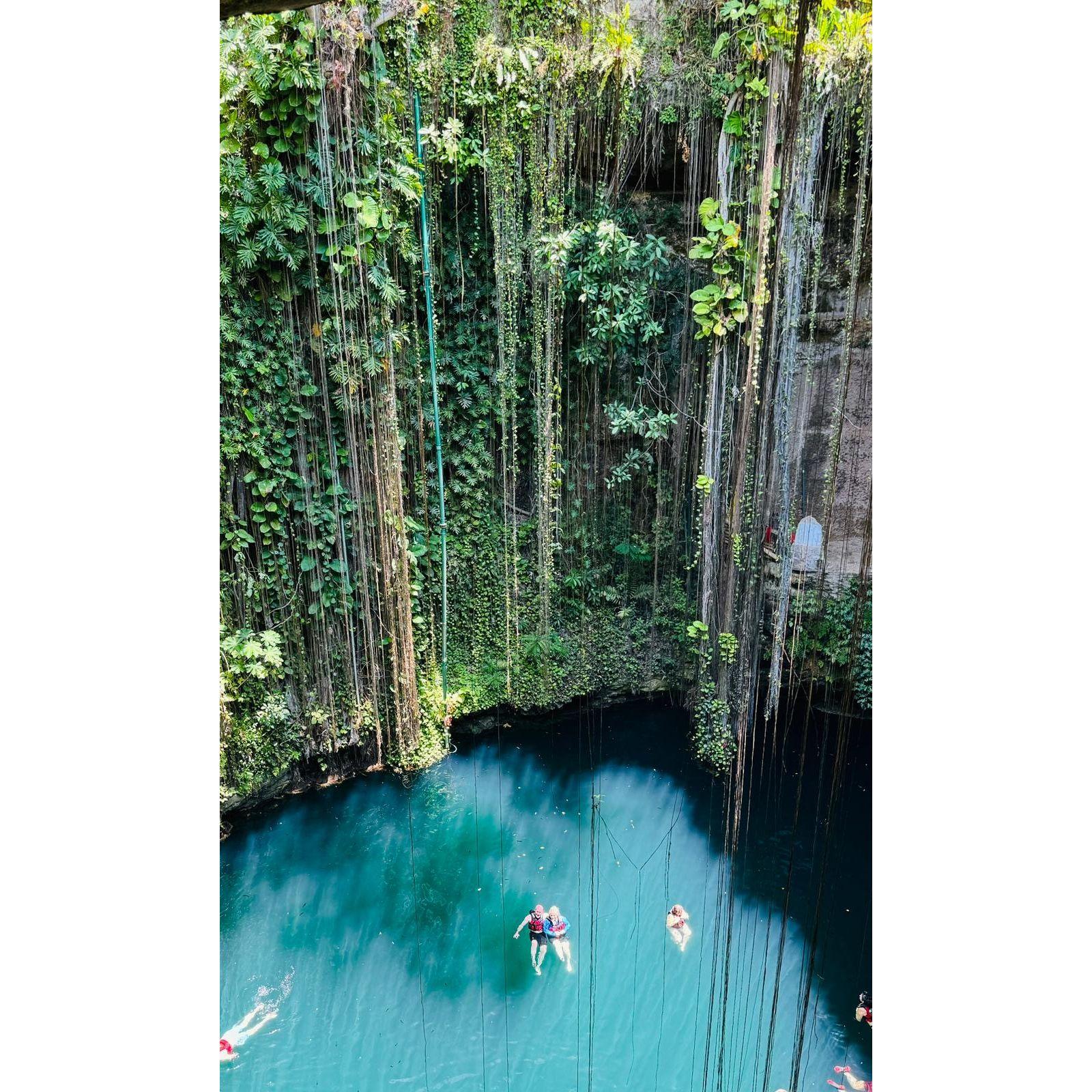 Swimming in a Cenote in Cancun, Mexico