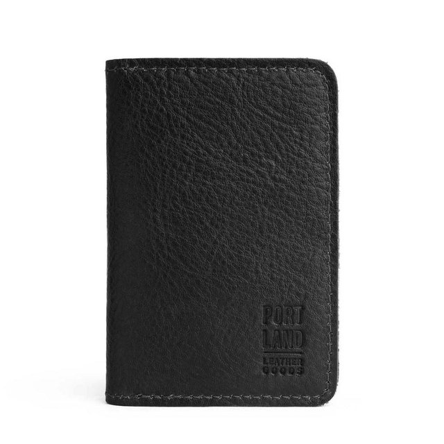 Leather Modern Passport Holder in Pebbled Black