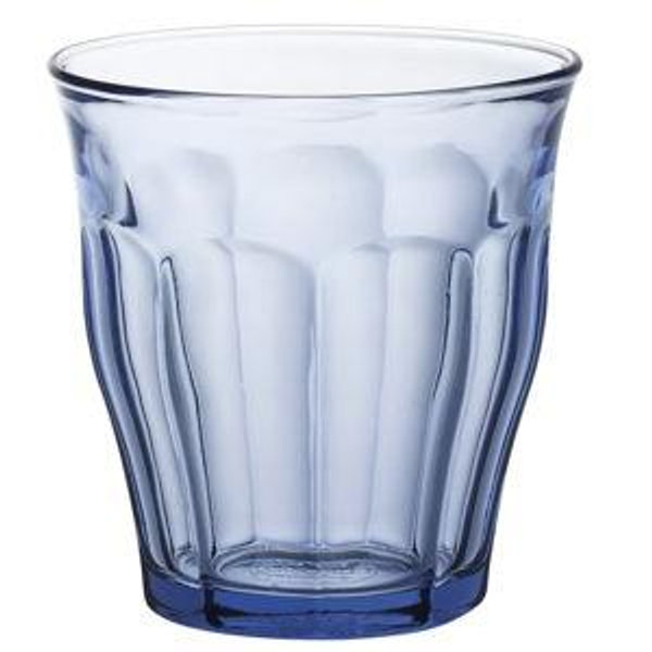 Duralex Picardie Marine Glass Tumblers Set of 6 Marine Blue Drinking Glasses - Made in France, 7.75 ounce