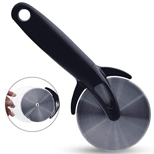 JuneLady Pizza Cutter Wheel Slicer Heavy Stainless Steel Sharp Blade with Protective Cover