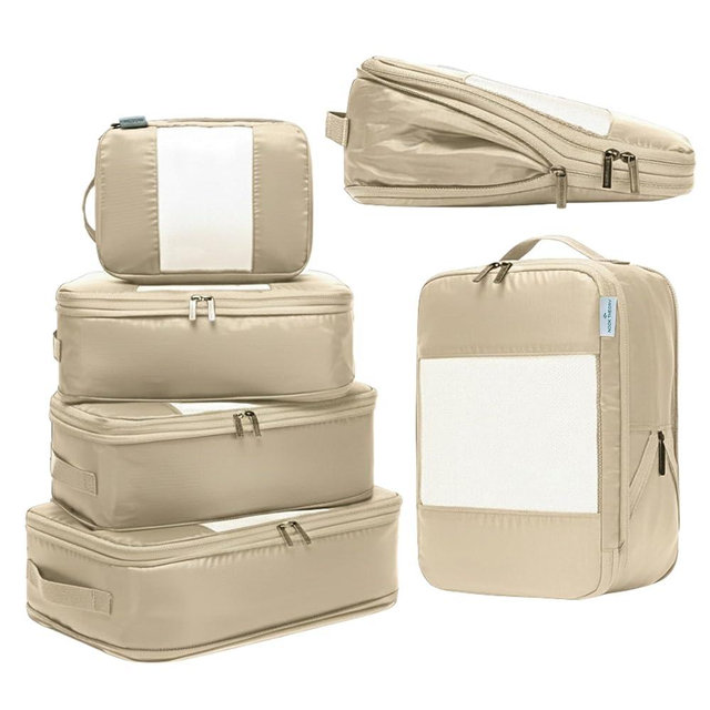 6-Pack Large Compression Packing Cubes for Travel - Lightweight Compression Packing Cube Set, Water-Resistant Luggage Organizer Bags & Suitcase Organizers, Travel Cubes for Carry-On, Checked Luggage