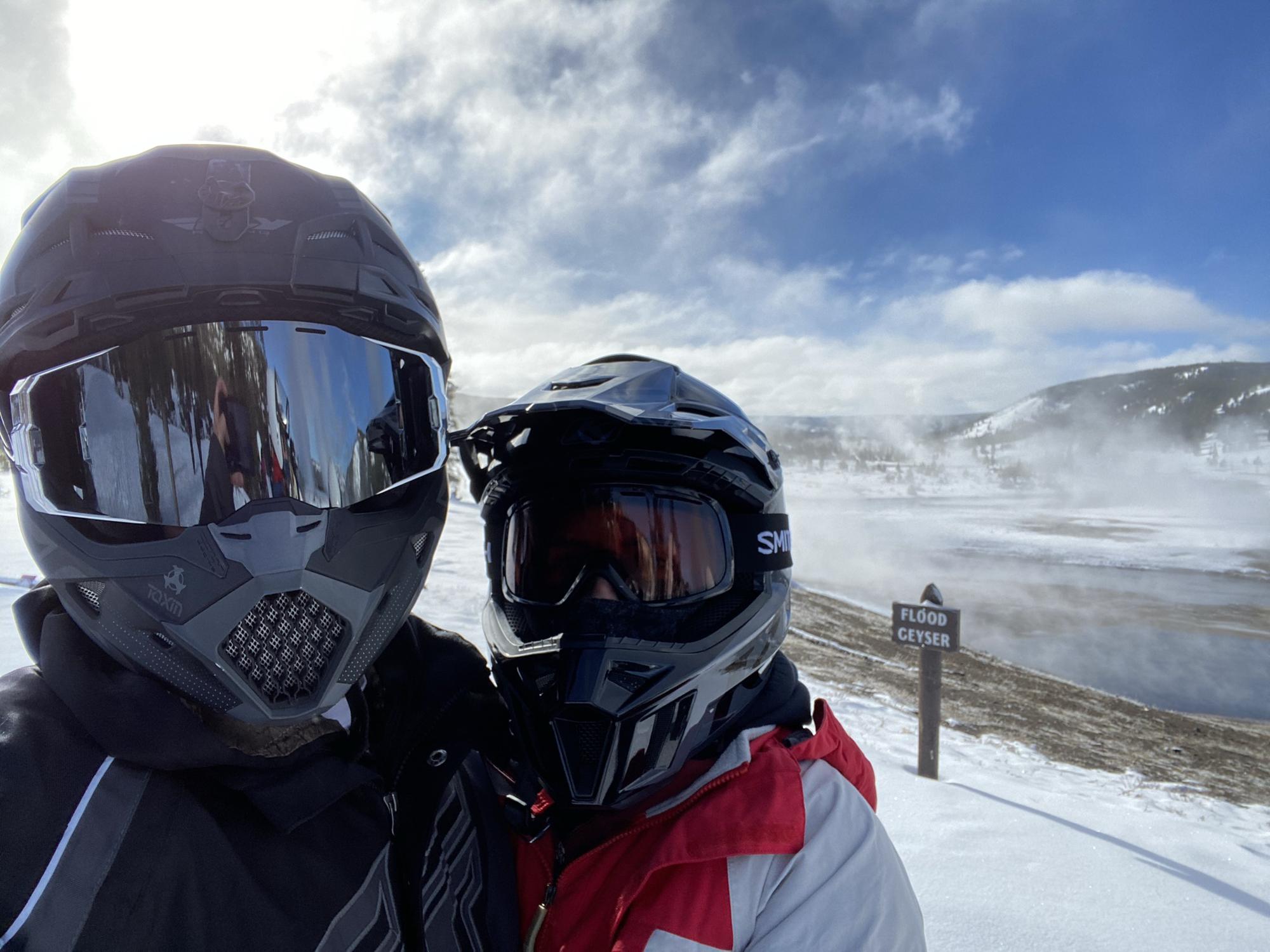 Snowmobiling through Yellowstone National Park