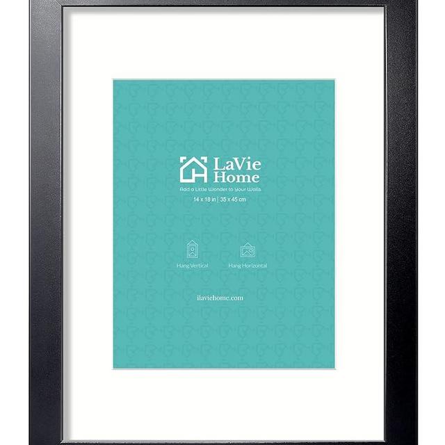 LaVie Home 14x18 Picture Frame Black Poster Frame,Display Pictures 12x16 with Mat or 14x18 Without Mat, Stable and Sturdy Frame and Polished Plexiglass, Horizontal and Vertical Format of The Walls