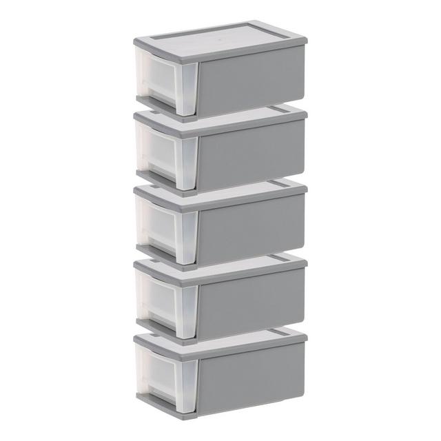 IRIS 7qt 5pk Stacking Drawer Gray