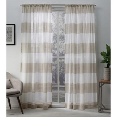 Set of 2 Darma Rod Pocket Window Curtain Panel Linen (50"x84")- Exclusive Home&#153;