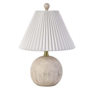 allen + roth 17.25-in White Woodgrain LED Incandescent Rotary socket Table Lamp with Linen Shade