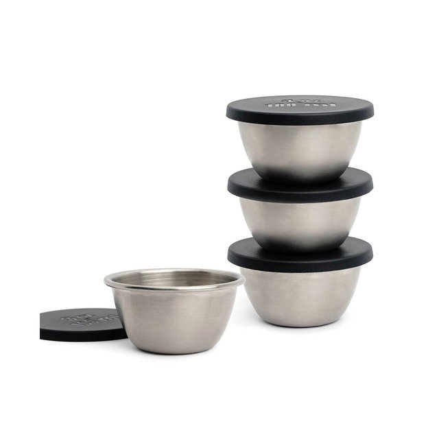 RSVP International Endurance 4 Piece 3 ounce Condiment Cup and Lid Set