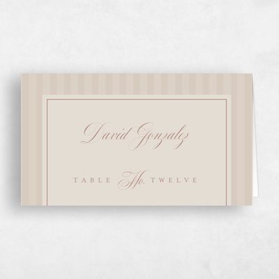 Classic Greige, Beige Wedding Place Card - Loren