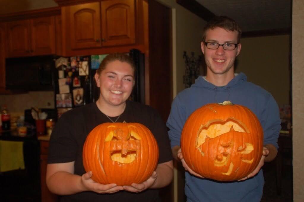 Our first year pumpkin carving! Pumpkin carving had become an annual anniversary tradition. It has been such a fun way for us to look back on all of our years together and see how much we've grown!