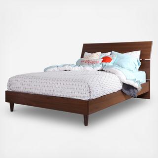 Olly Mid-Century Modern Platform Bed with Headboard