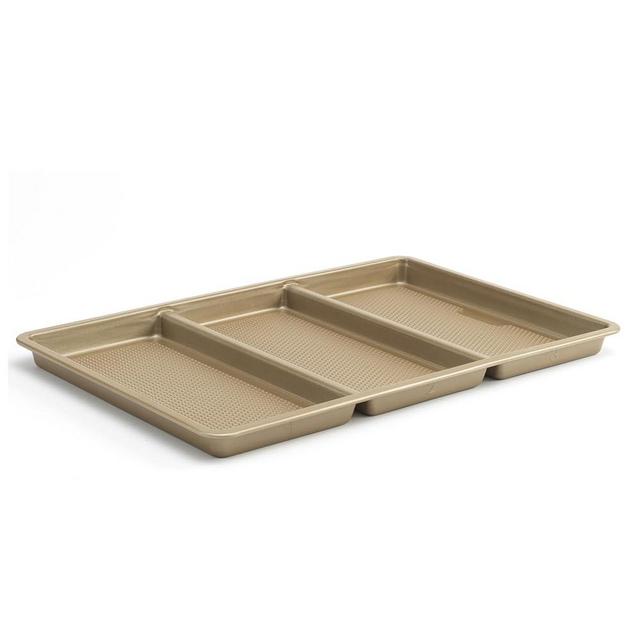 GoodCook Best Bake Nonstick Textured Carbon Steel Divided Sheet Pan, 11" x 17", Bronze