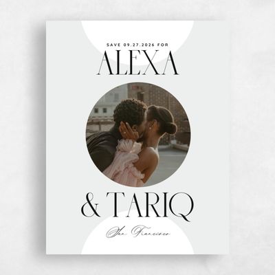 Bright Gray, Grey Wedding Save the Date - Seibel Portrait