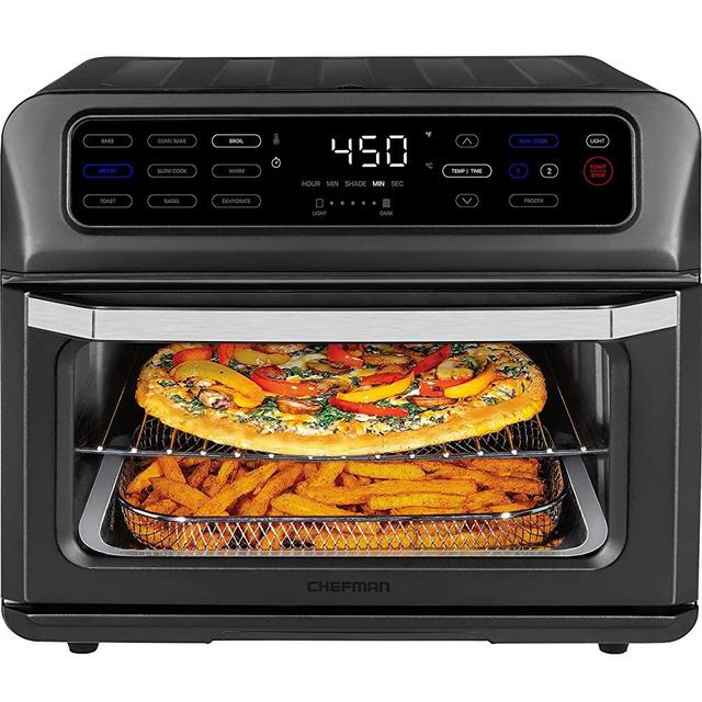 Chefman Toast-Air Touch Air Fryer + Oven, 21-Quart, 9 Cooking Functions, Air Fry, Bake, Air Broil, Toast, Dehydrate, Auto Shut-Off, Toast Shade Selector, Stainless Steel, Black
