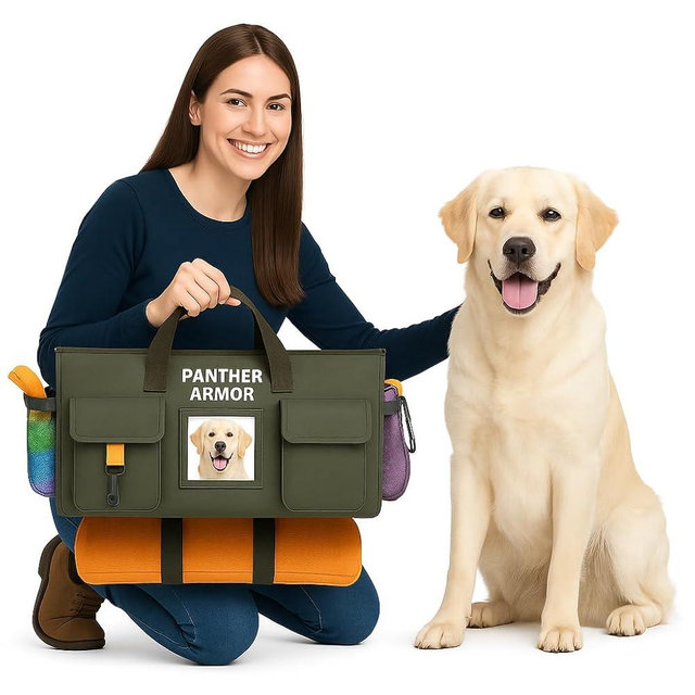 Panther Armor Dog Travel Bag Hanging Dog Organizer & Pet Storage Tote Bag for Supplies | Waterproof Door Storage & Closet Organizer | Food & Treat Container for Travel Accessories