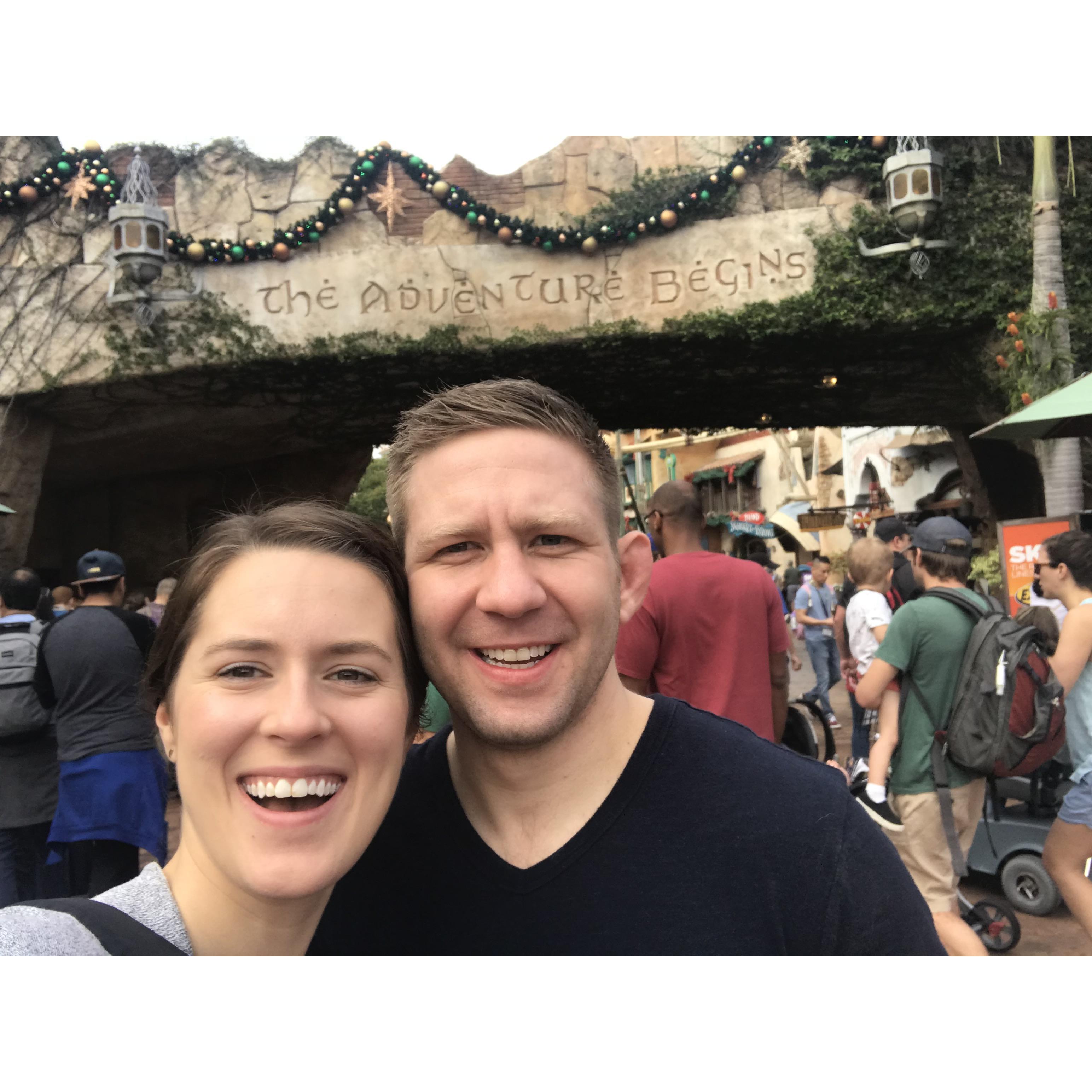 Brett and I started dating at the end of October. Brett called me when I was at home for Christmas in December and said "Do you want to spend New Year's at Universal Studios in Orlando?"