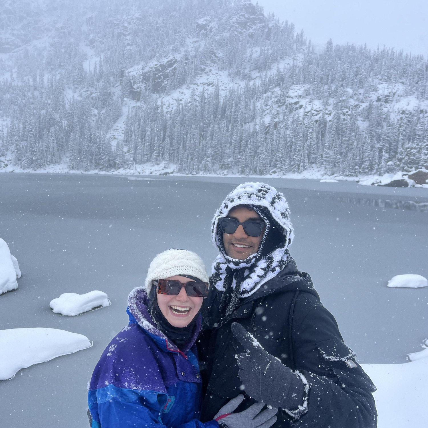 On a winter hike to Lake Hiyaha in Rocky Mountain National Park.