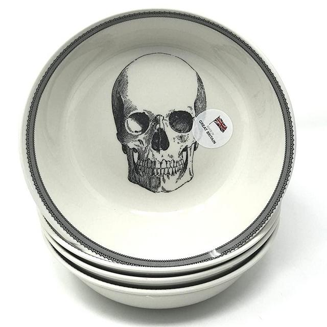 Halloween Lace Skull Porcelain Ceramic Bowl Four (4)-Piece Bowl Set