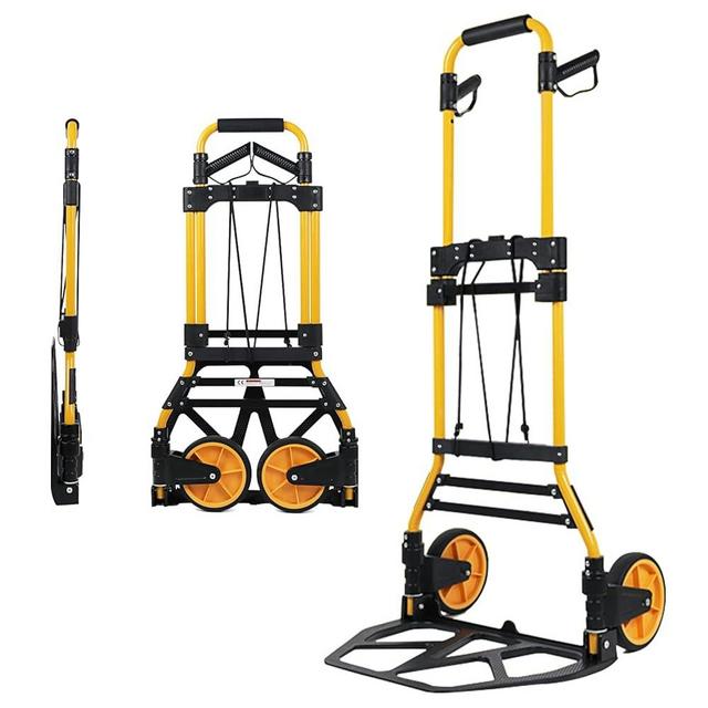 Oyoest Folding Hand Truck and Dolly,440 Lbs Capacity Portable Aluminum Luggage Cart with Telescoping Handle and Rubber Wheels,Portable Dolly Cart for Luggage/Personal/Travel/Mobile/Office Use