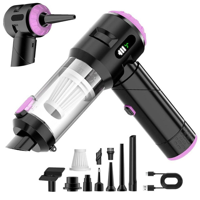 Wansimoo Handheld Car Vacuum Cleaner,25000PA Strong Cyclonic Suction Foldable Mini Vacuum Portable Cordless with Digital Display and One Touch Dust Removal for Car, Home, Office, Kitchen (Purple)