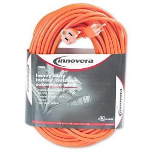 Innovera® Indoor/Outdoor Extension Cord, 100ft, Orange