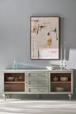 Fern Carrara Marble & Wood Buffet