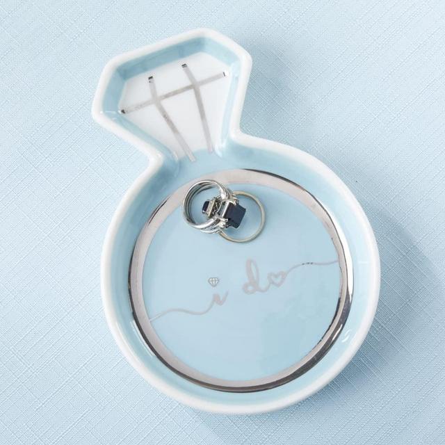 Kate Aspen "I Do" Diamond Ring Trinket Dish, Jewelry Holder/Catchall Ceramic Gift, Perfect for Bridal Shower and Party, One Size