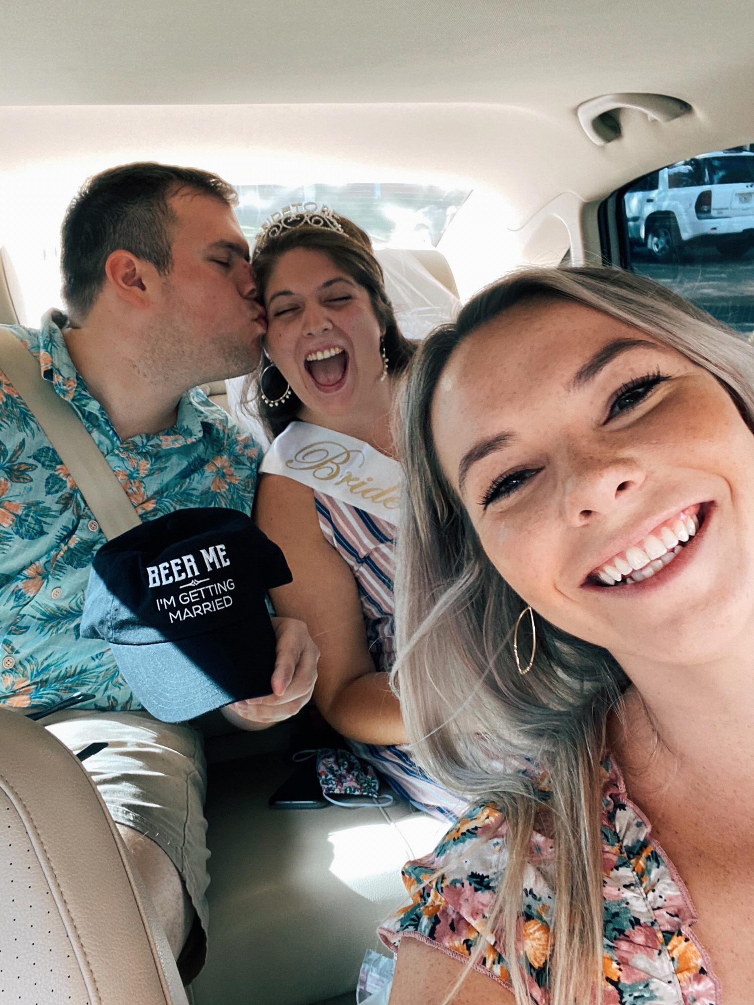 on the way to our wedding shower with the best uber, bridesmaid lisa! | october 2020