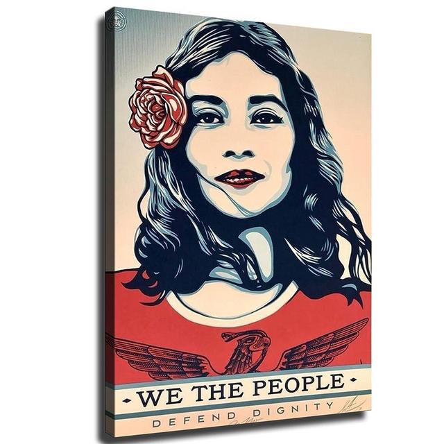 Shepard Fairey We The People Defend Dignity Poster Living Room Office Decor Poster Modern Family Bedroom Decor Art Print Posters (12x18inch-Framed)