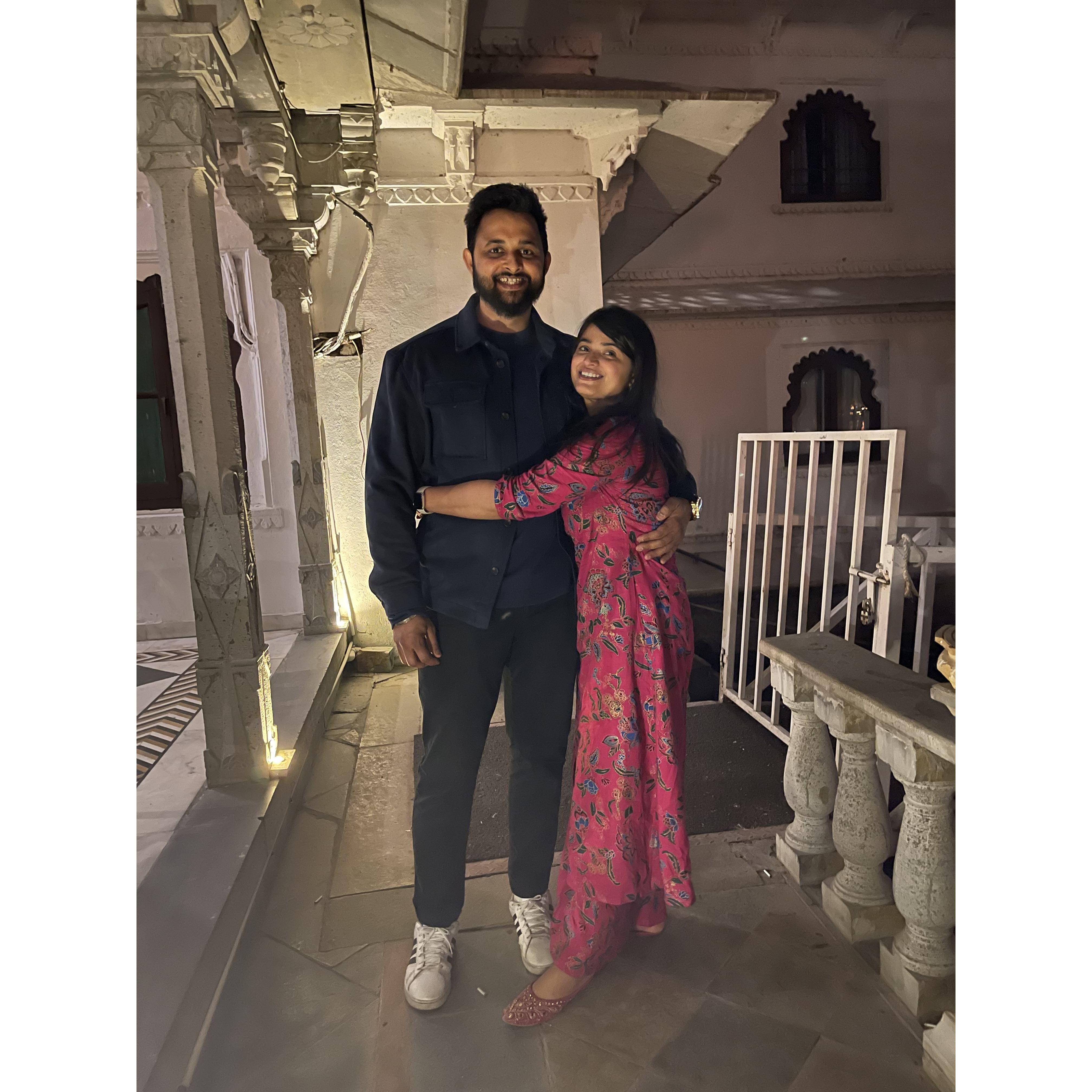 This is us in front of Fateh Sagar lake, a day before our engagement.