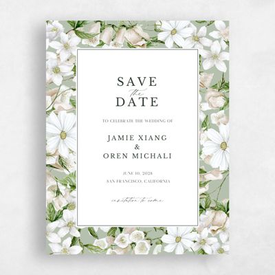 Bright Sage, Green Wedding Save the Date - Foxglove Portrait
